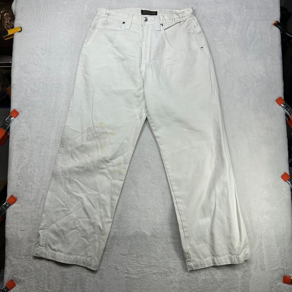 Vintage Zone Straigth Jeans Mens White Denim Relaxed Fit Pockets Classic - 31X29